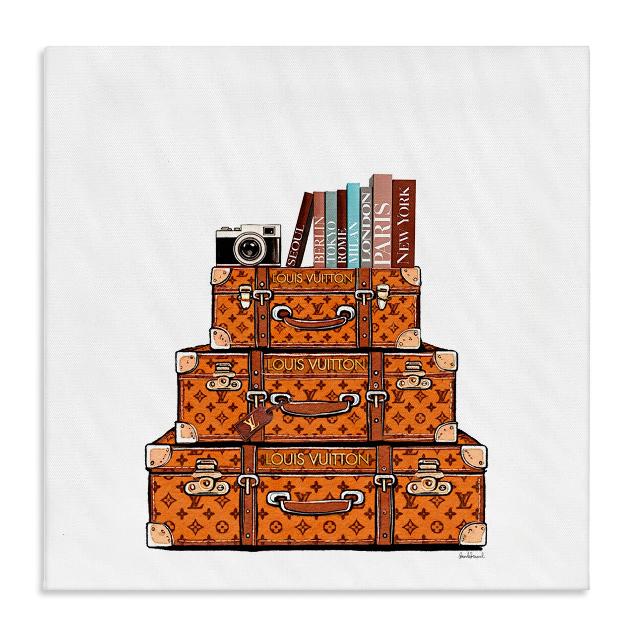 Stupell Industries Vintage Glam Luggage Stack Canvas, design by Amanda Greenwood